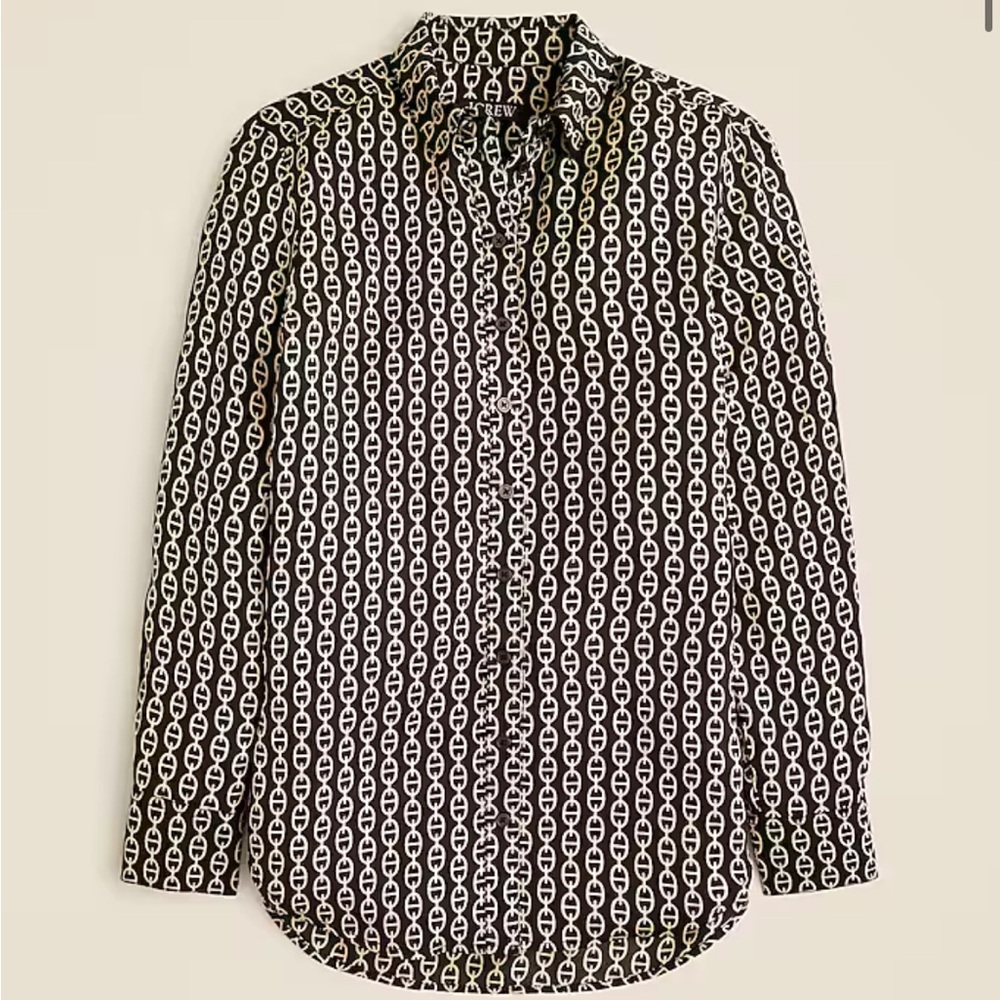 JCREW Black and White Chain Print Women's Top